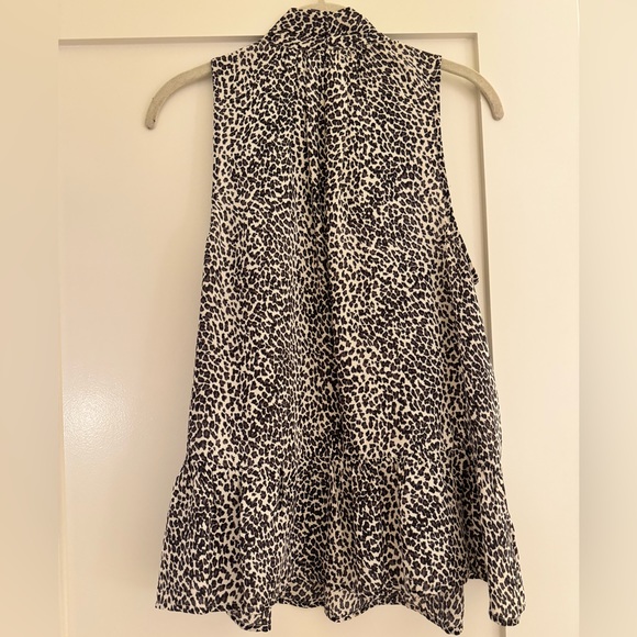Joie Estero Sleeveless Animal Print Tie Neck Blous - Picture 4 of 5
